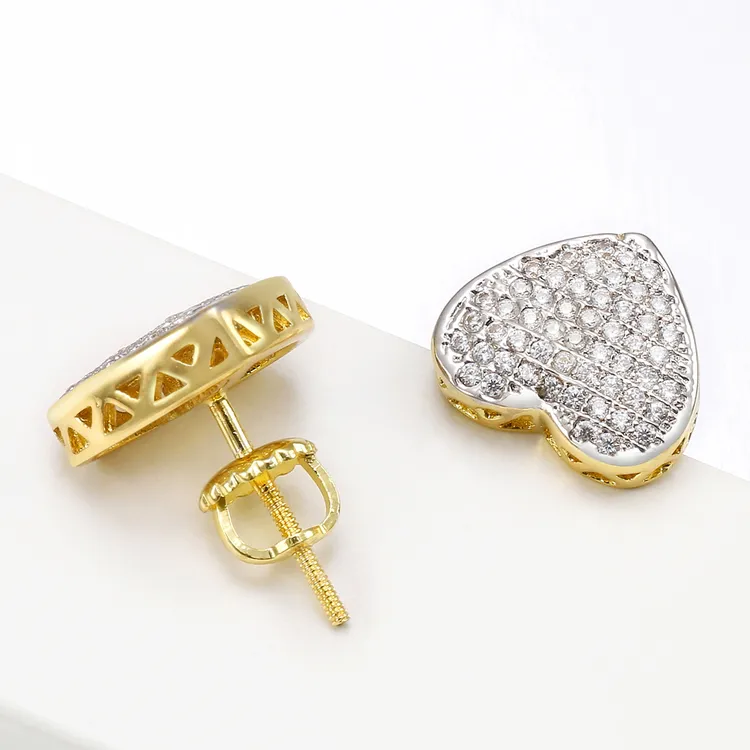 黄铜锆石耳饰 简约气质爱心耳钉女款镀金耳饰时尚潮流饰品精致