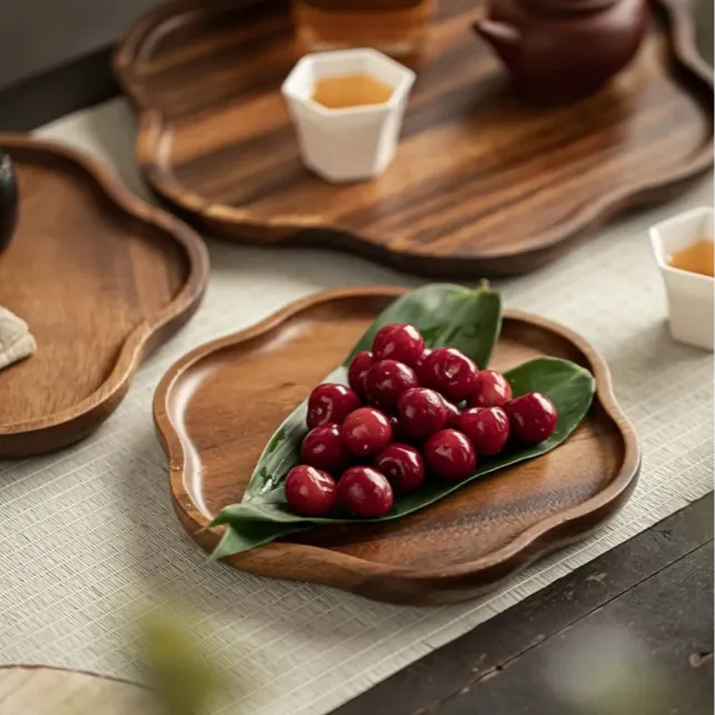 胡桃木水仙托盘茶盘整木实木干泡台异形零食盘点心盘餐厅咖啡底托