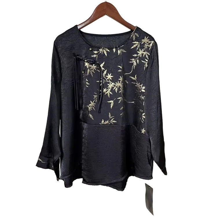 （佳佳）275新款新中式复古长袖提花衬衫春秋季薄款女装气质时尚