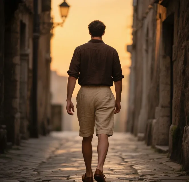 【68号链接】松弛老钱风亚麻秋冬短袖衬衫休闲短裤套装-82533+82529