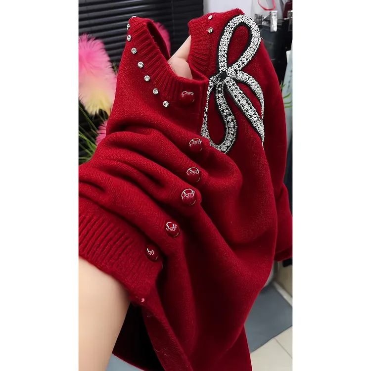 2026春季新款时髦洋气显瘦针织衫女高级感简约休闲风宽松套头毛衣