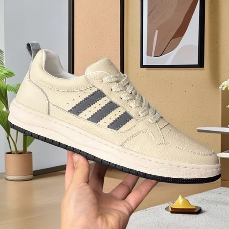 头层牛皮车缝线低帮圆头时尚休闲鞋潮鞋透气秋季鞋子男士8050