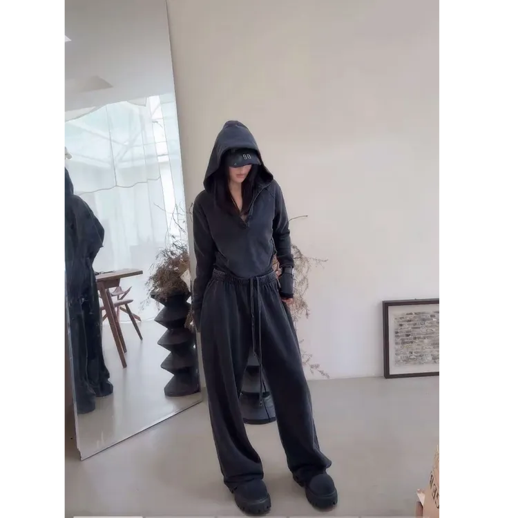 RUYIFASH碳灰连帽短款上衣