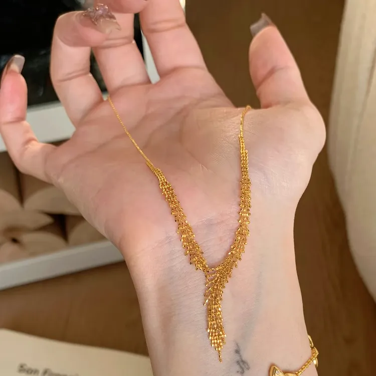 足金999时尚女Boss黄金项链5G精工