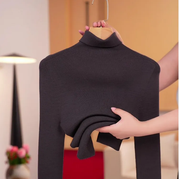 秋冬新款高领可机洗【100%精纺全羊毛】女款针织百搭显瘦羊毛衫03