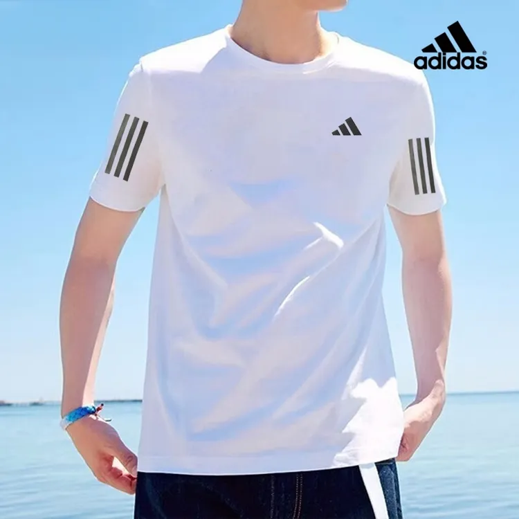 阿迪达斯白色短袖男流光风FOS宽松运动服跑步训练服速干T恤半袖