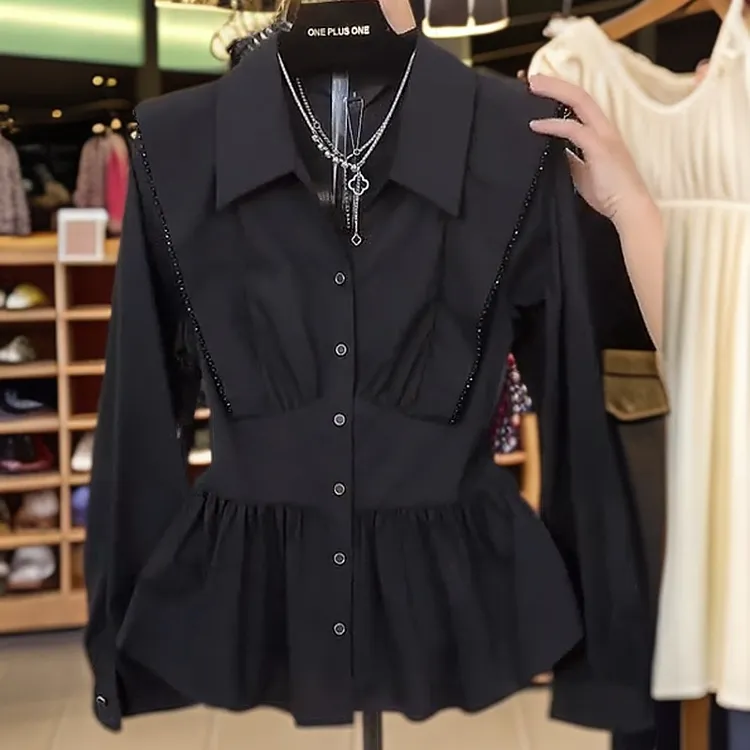 大码女装长袖衬衫女2025春季新款设计感法式上衣时尚百搭气质衬衣