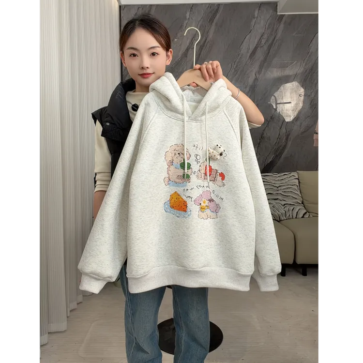 【恬颖KIDS】加绒卫衣女童冬季2025新款女大童秋冬加厚女孩韩系上衣