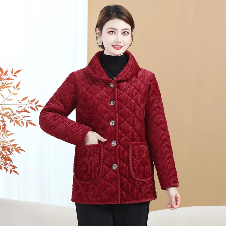 妈妈装冬季棉袄加绒加厚中老年人棉衣保暖棉服秋冬宽松休闲百搭
