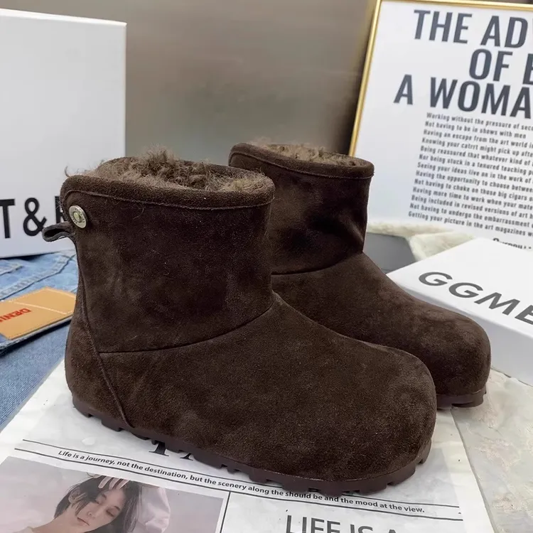 2025冬季时尚百搭加绒两穿丑萌内增高女短靴大棉鞋切尔西马丁靴潮