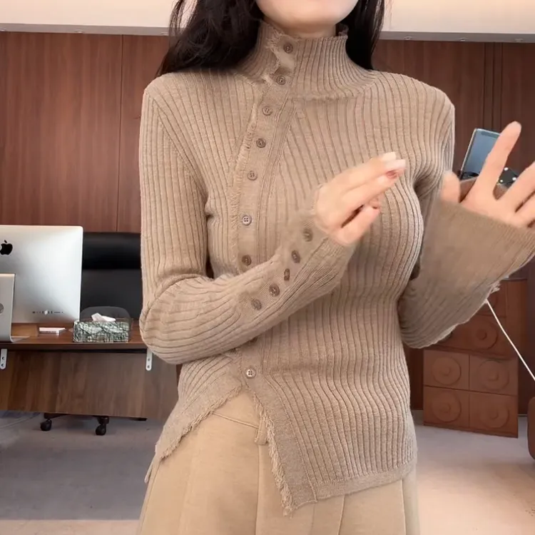 2025新款冬季百搭修身气质高领设计款针织衫LK2507832
