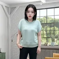 韩衣奇迹高端莱赛尔针织妈妈春夏装短袖t恤宽松女时尚镂空上衣