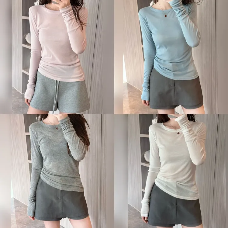 2025夏季新款天丝羊毛轻薄显瘦微透夏季防晒长袖T恤女长袖打底