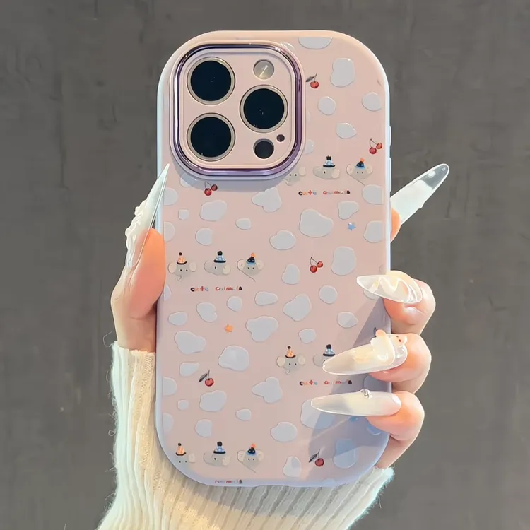 适用苹果15金属小胖妹Phone16手机壳华为p60奶蓝色可爱小象14小众