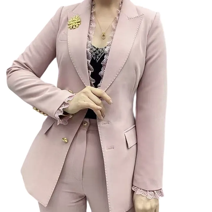 DBJ8930-新款时尚 气质百搭 西服直筒裤组合套装