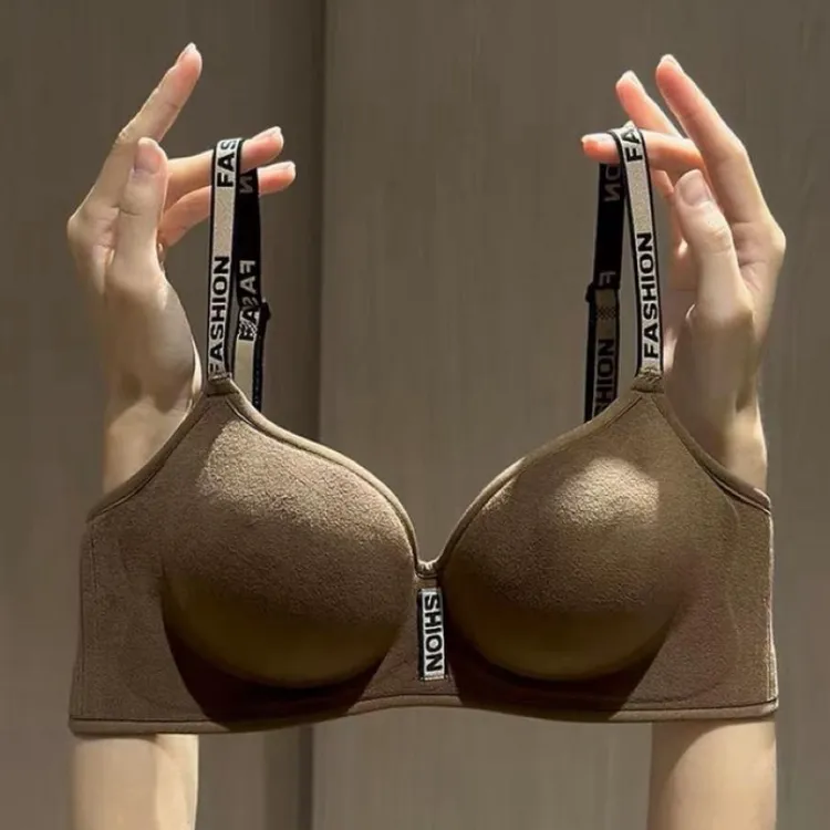 法拉绒秋冬季聚拢透气女性V型文胸保暖小胸显大内衣加绒加厚内衣