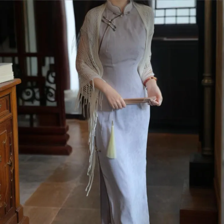 俏娘鱼紫色复古新中式短袖旗袍女2025夏季新款日常可穿改良年轻款