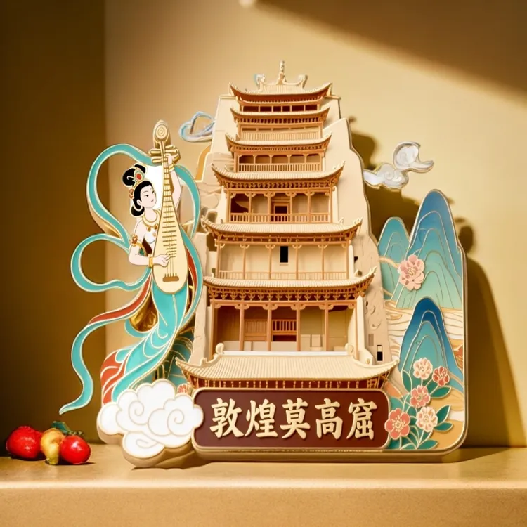 甘肃敦煌莫高窟金属冰箱贴甘肃文创神女装饰飞天冰箱贴旅游城市