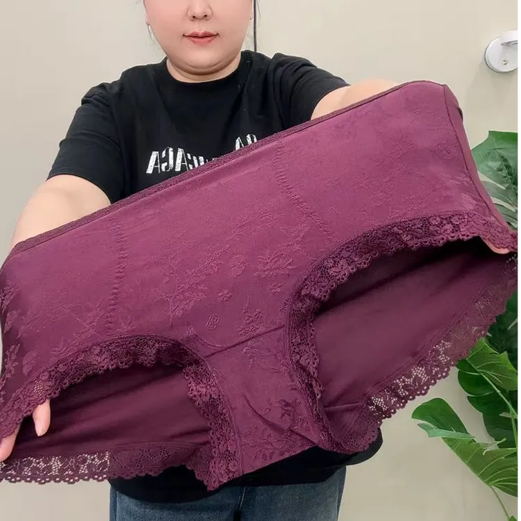 无痕性感舒适蕾丝高腰透气中高腰特体大码女三角内裤
