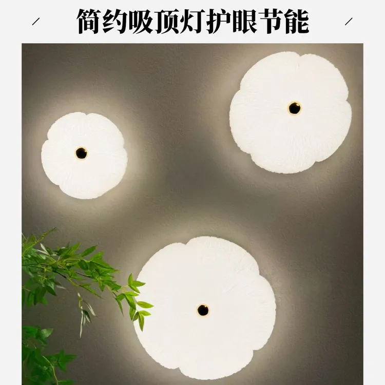新款高颜值房间灯大气阳台餐厅书房护眼灯饰圆形花瓣主卧室吸顶灯