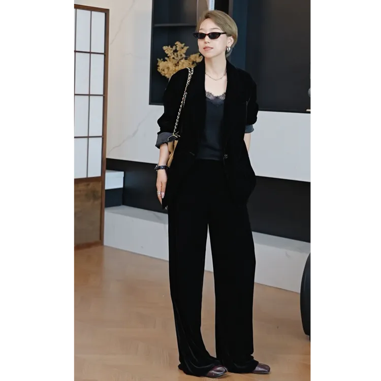 【鎏金系列】奢牌同线重磅立绒时髦帅气丝绒西装外套25302001