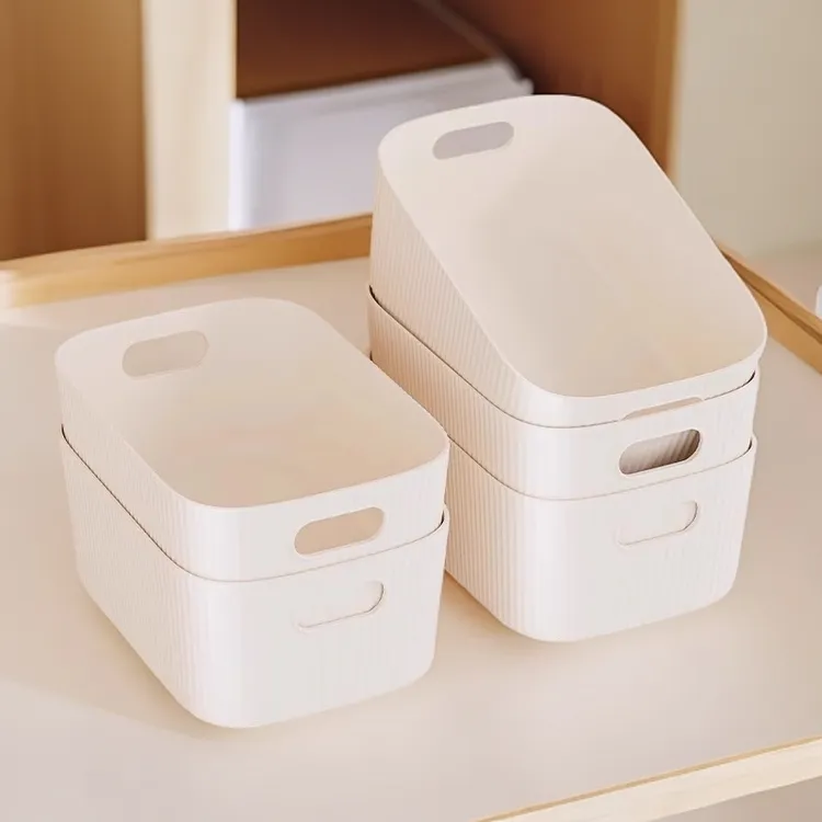 桌面杂物收纳箱零食玩具化妆品整理长方形状储物筐收纳盒置物篮