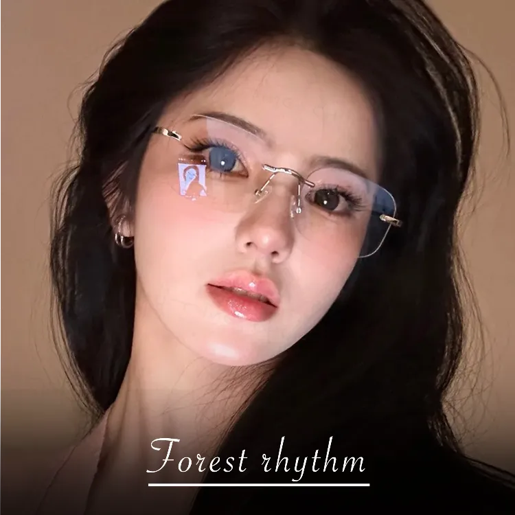 超轻钛架纯欲无边框眼镜女款近视可配度数高级感显脸小无框眼睛架