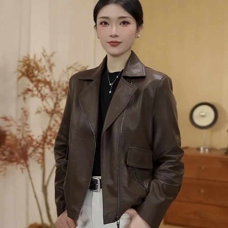 2025新款修身时尚显瘦皮衣女款爆款休闲百搭机车外套复古外套