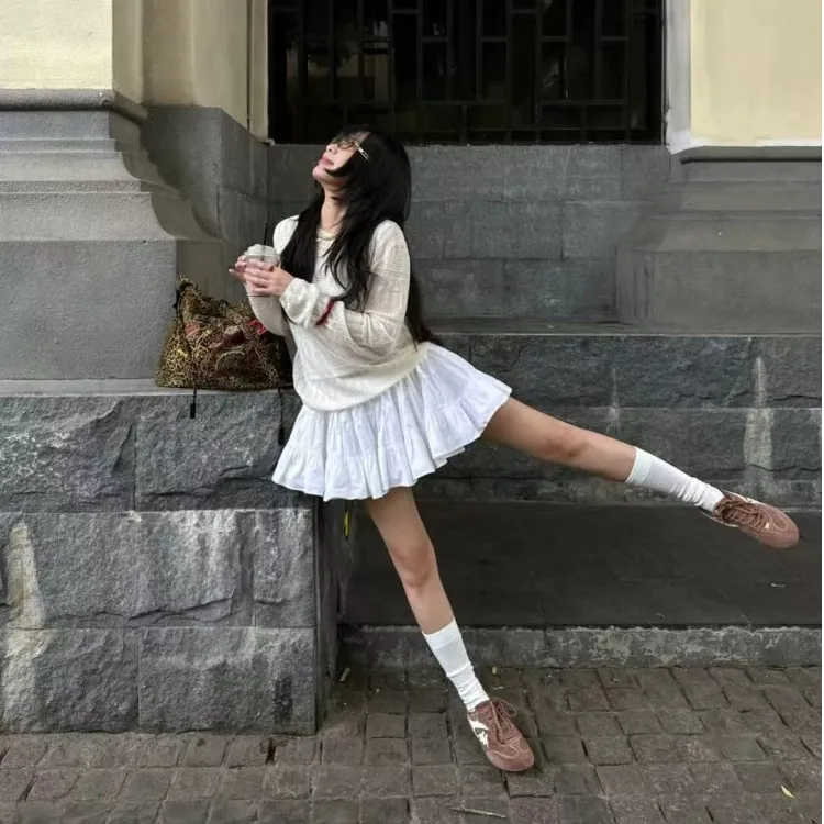 【现货】韩国小众设计感短款低腰碎褶蓬蓬裙（带安全裤）6029-