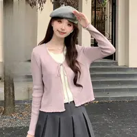 慕兔温柔风蝴蝶结假两件设计感拼接毛衣2025秋季新款百搭显瘦长袖
