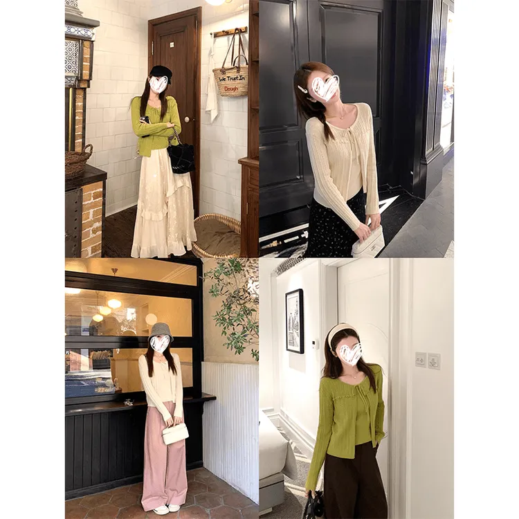 韩系多巴胺显瘦百搭背心吊带针织开衫秋季外搭小开衫上衣外套女