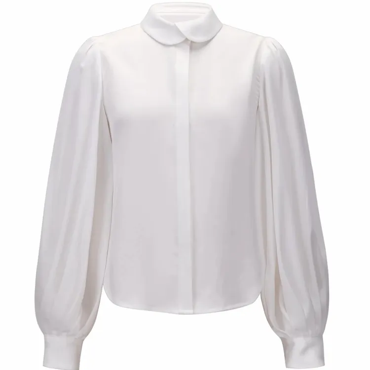 复古百搭f交叠领法式衬衫天丝醋酸混纺内搭长袖上衣千金风女