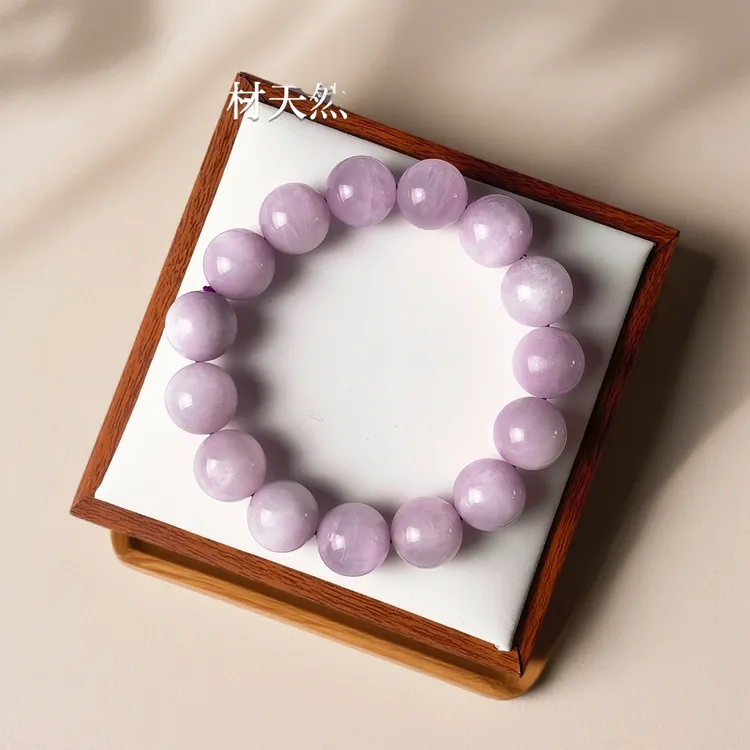 【夜宴】天然水晶紫锂辉手串拉丝猫眼紫小清新单圈女款收藏级