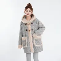 【Shaw Eleven 】羽绒女中长款秋冬羔羔绒大衣牛角扣外套24AW550LL