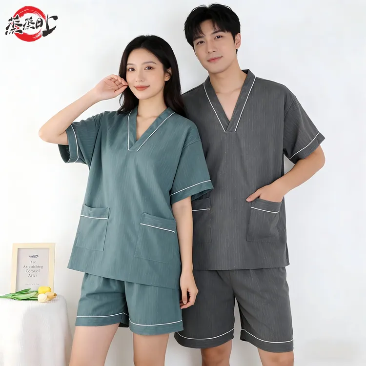 高档纯棉汗蒸服男女洗浴中心桑拿服浴服通用款足疗店按摩服家居服