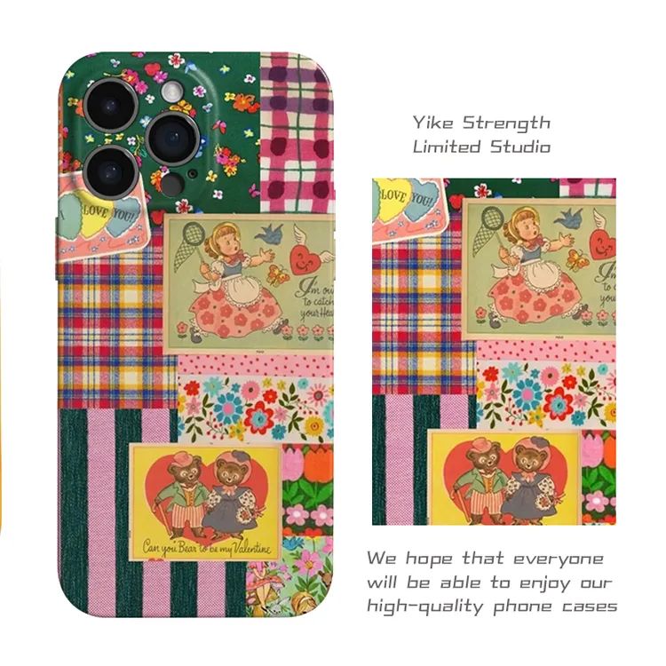 复古拼贴适用苹果16promax/全包情侣可爱手机壳insVIVO华为