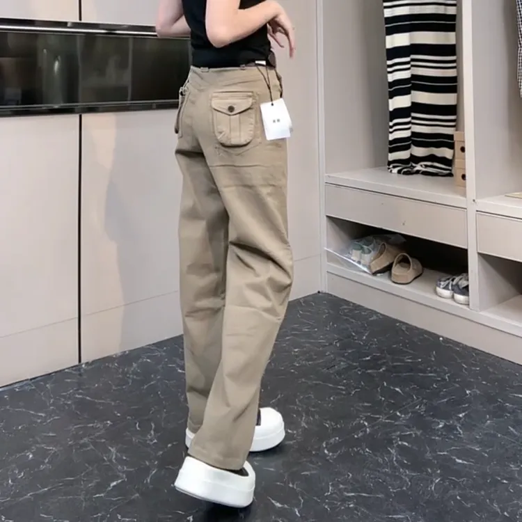 窄版直筒牛仔裤女2025早秋新款大码洋气百搭高腰显瘦工装休闲裤子