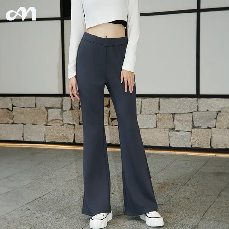 JUNMOVE喇叭裤女百搭秋休闲lu高腰弹力显瘦长裤微喇裤JM333