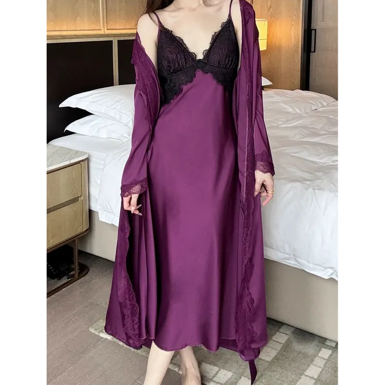 【初觅】性感2025新款冰丝睡裙睡袍蕾丝家居服吊带薄款夏季可外穿