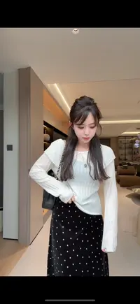 YX七MY202909150新款荷叶边领坑条套头针织上衣气质百搭时尚