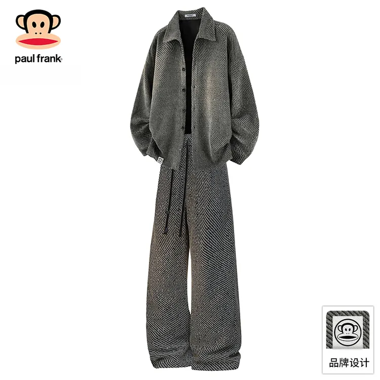 PaulFrank/大嘴猴美式复古运动套装男2025秋季夹克外套休闲裤穿搭
