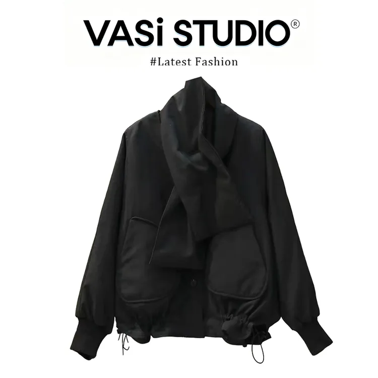 韩版保暖加厚长袖棉衣棉服女冬季新款抽绳设计感时尚潮流百搭外套