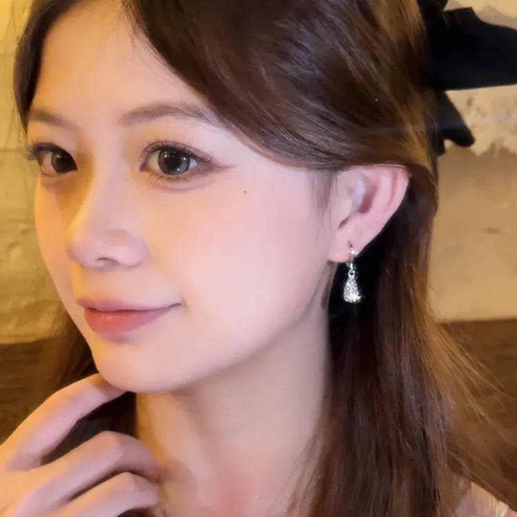 合金锆石耳饰 韩国水滴流苏耳环气质轻奢小众设计感时尚耳钉耳饰