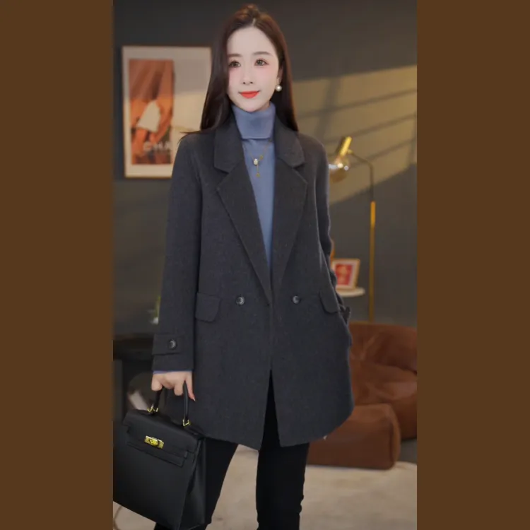 【杨杨专属】曼贝双面羊绒大衣高端时尚百搭羊绒外套8584038双色