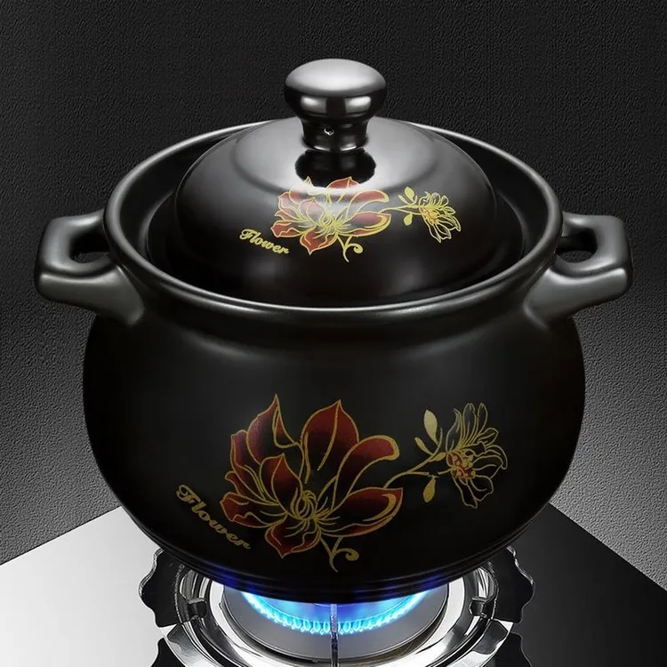 海棠花砂锅陶瓷炖煮煲汤锅商用瓦罐耐高温汤锅明火燃气家用养生锅