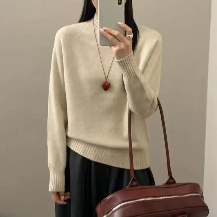 8462号992916#秋冬纯色韩系多色百搭一线成衣中领毛衣（预）