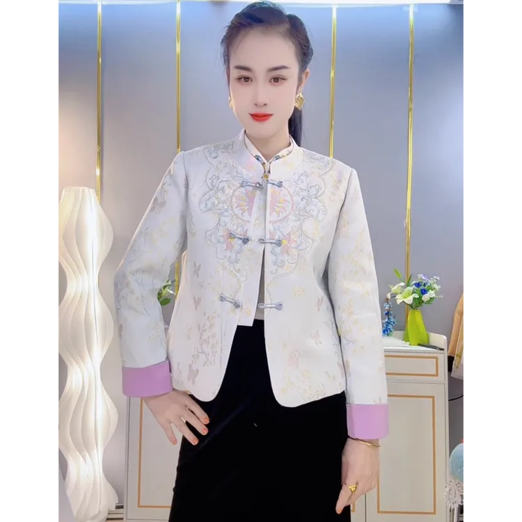 【媞媞专属】新中式提花立领女短款修身型重工百搭时尚气质加棉外套