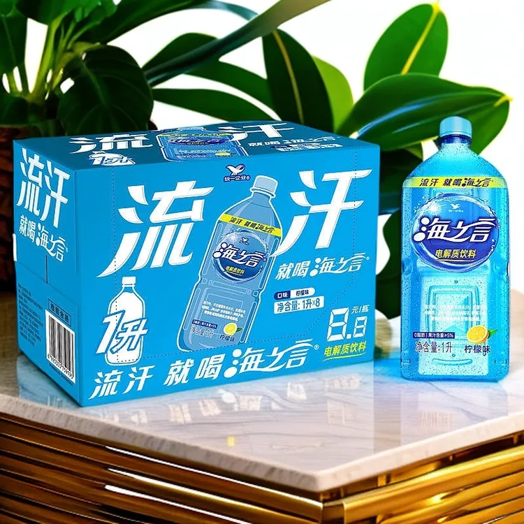 统一海之言柠檬味饮料1000ml*8瓶整箱电解质水大瓶畅饮装