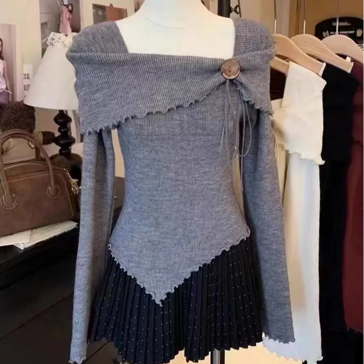 长袖厚款针织常规宽松型衫女装设计感气质款60136