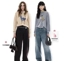 【商场同款新品】dzzit地素长袖针织衫25冬复古嵌花上衣女3J4E4049J